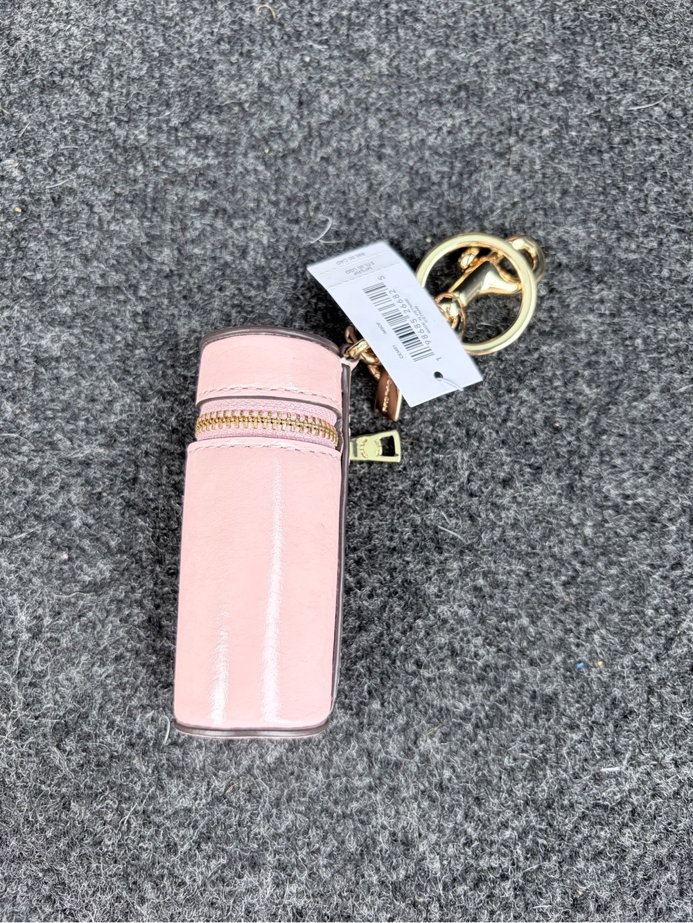 Coach Pink Lipstick Case Keychain with Gold Hardware